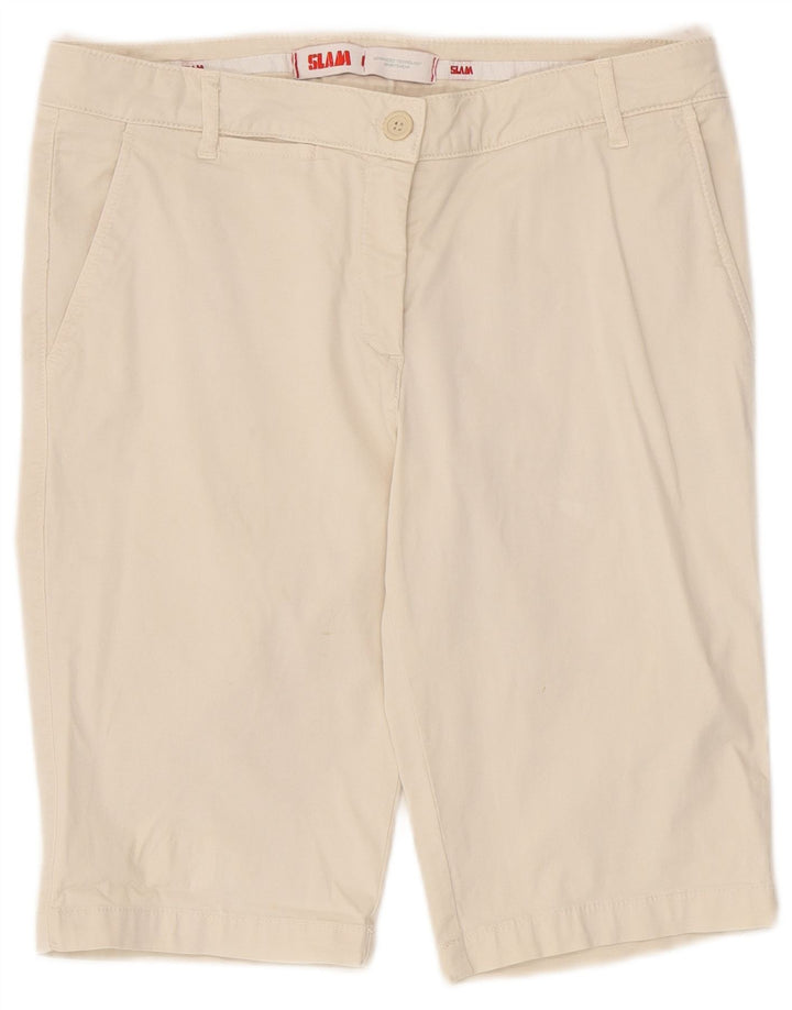 Slam Pantalones cortos chinos para mujer IT 46 Large W32 Algodón beige