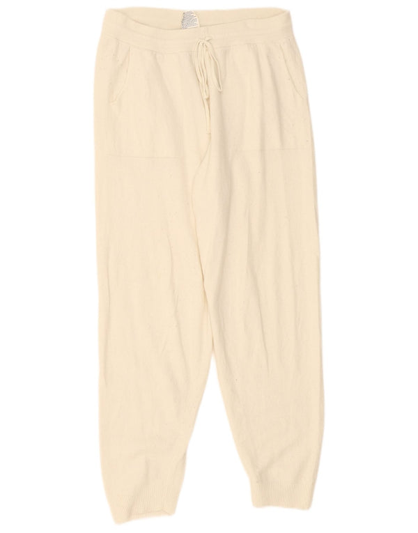 Benetton Pantalones De Chándal Mujer Joggers UK 44 Large Blanco Roto Poliamida