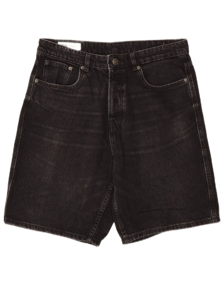 Zara Pantalones cortos de mezclilla para hombre EU 42 Large W32 Algodón gris