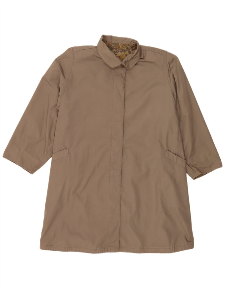 Vintage mujer reversible gabardina Reino Unido 20 2XL Beige