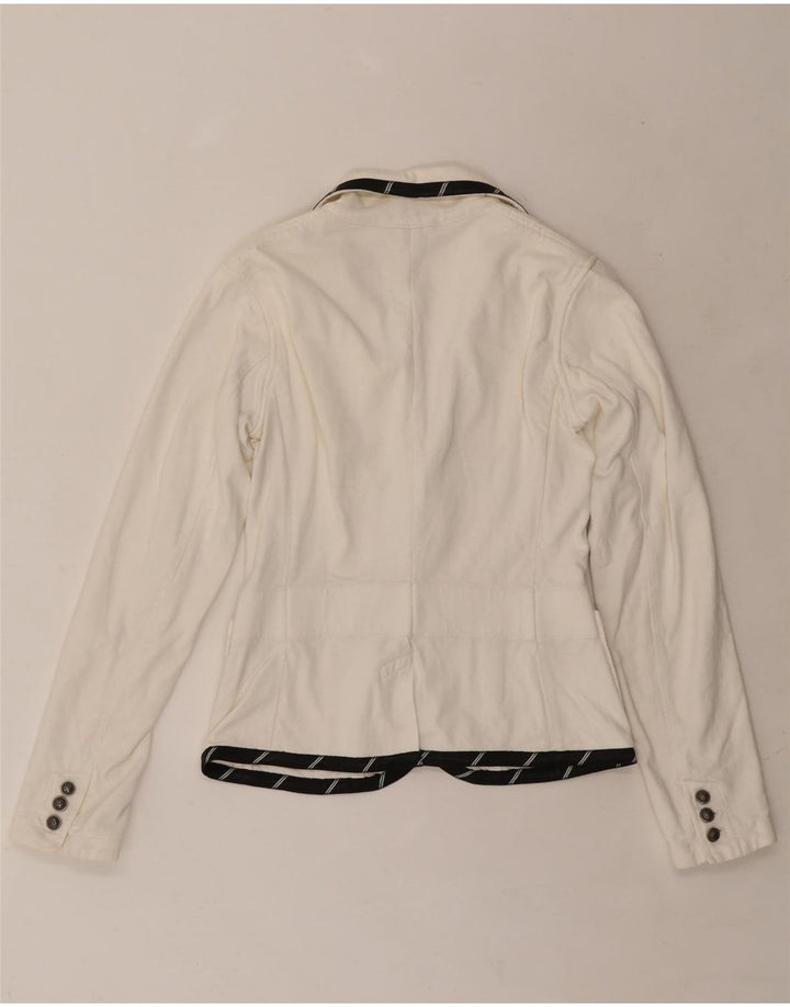 RALPH LAUREN Chaqueta tipo blazer corta de 3 botones para mujer Reino Unido 12 Mediano Blanco