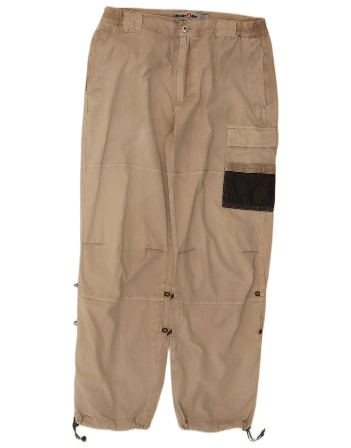 Murphy & Nye Pantalones tipo joggers cargo para hombre W36 L30 Algodón beige