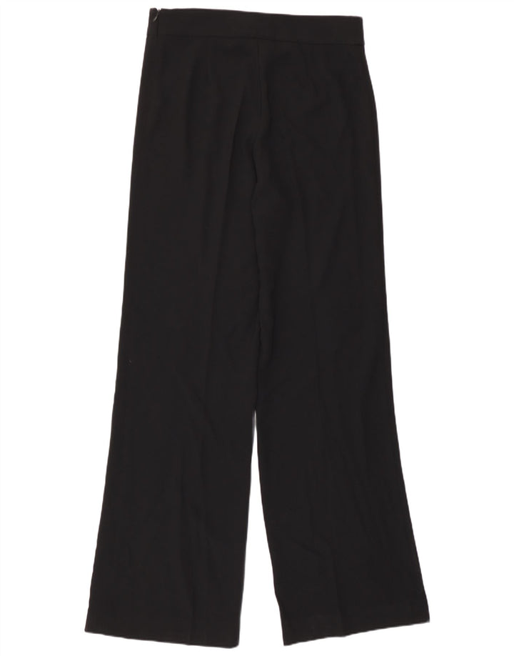 Zara Mujer Pantalones Casuales De Pierna Ancha Medianos W30 L33 Poliéster Negro
