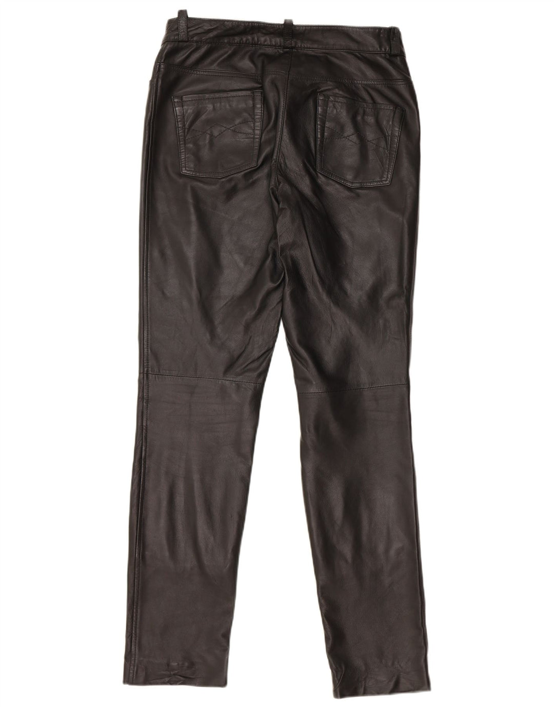 HEINE Pantalones de cuero delgados para mujer UK 12 Medium W30 L31 Cuero negro