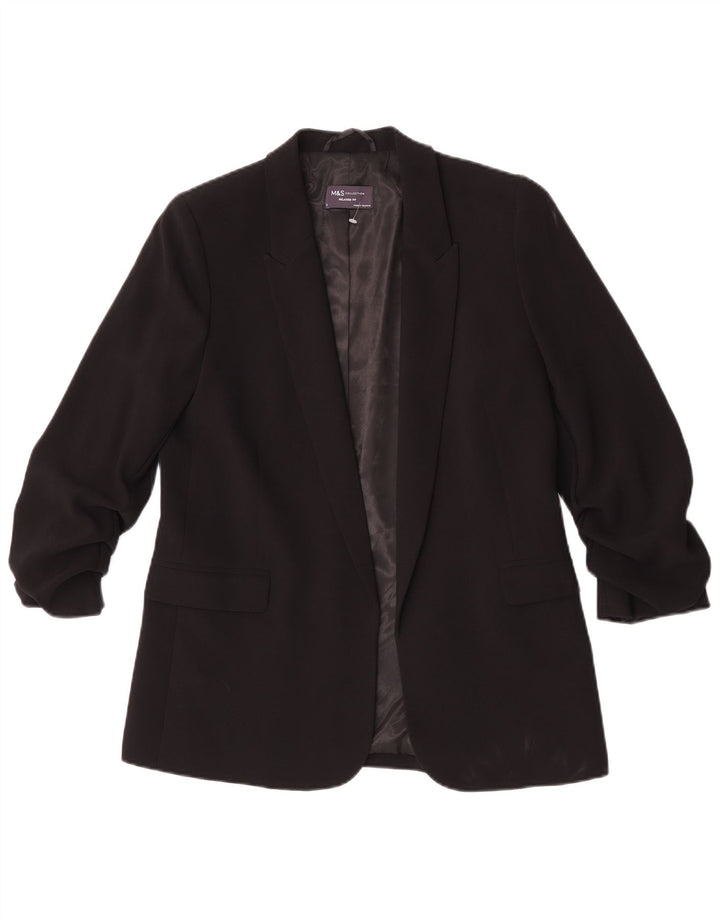 Marks & Spencer Chaqueta Blazer de Manga 3/4 para Mujer UK 10 Small Black