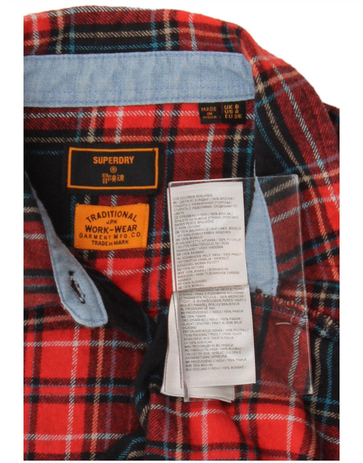 SUPERDRY Camisa de franela para mujer UK 8 Small Red Check Cotton