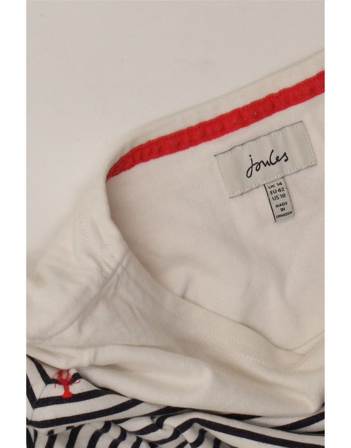 JOULES Top Mujer Manga Larga UK 44 Grande Blanco Rayas