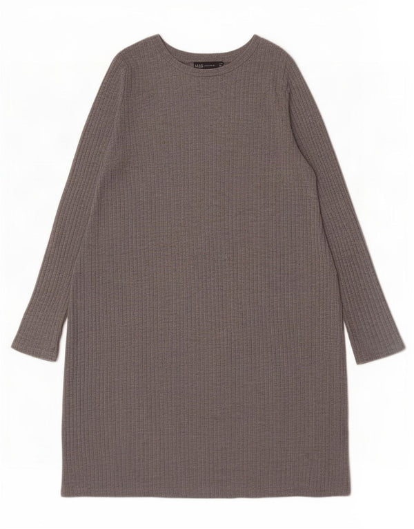 Marks & Spencer Vestido tipo jersey de manga larga para mujer UK 46 Poliéster gris grande