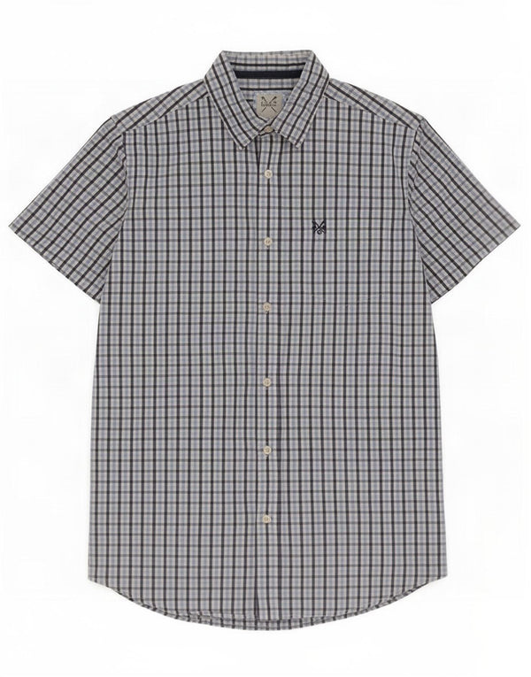 Crew Clothing Camisa de manga corta para hombre Algodón a cuadros azul medio
