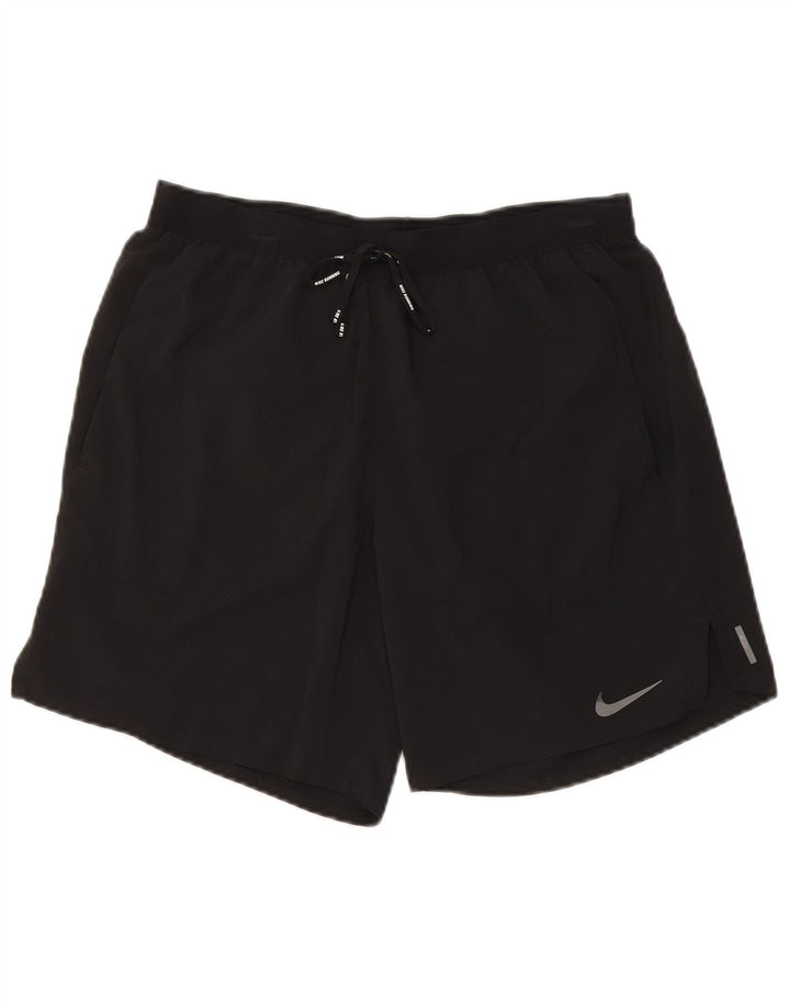 Nike - Pantalones cortos deportivos para hombre, talla pequeña, poliéster negro