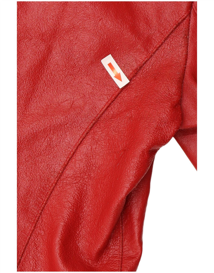 Vintage mujer chaqueta de cuero Reino Unido 14 cuero rojo medio