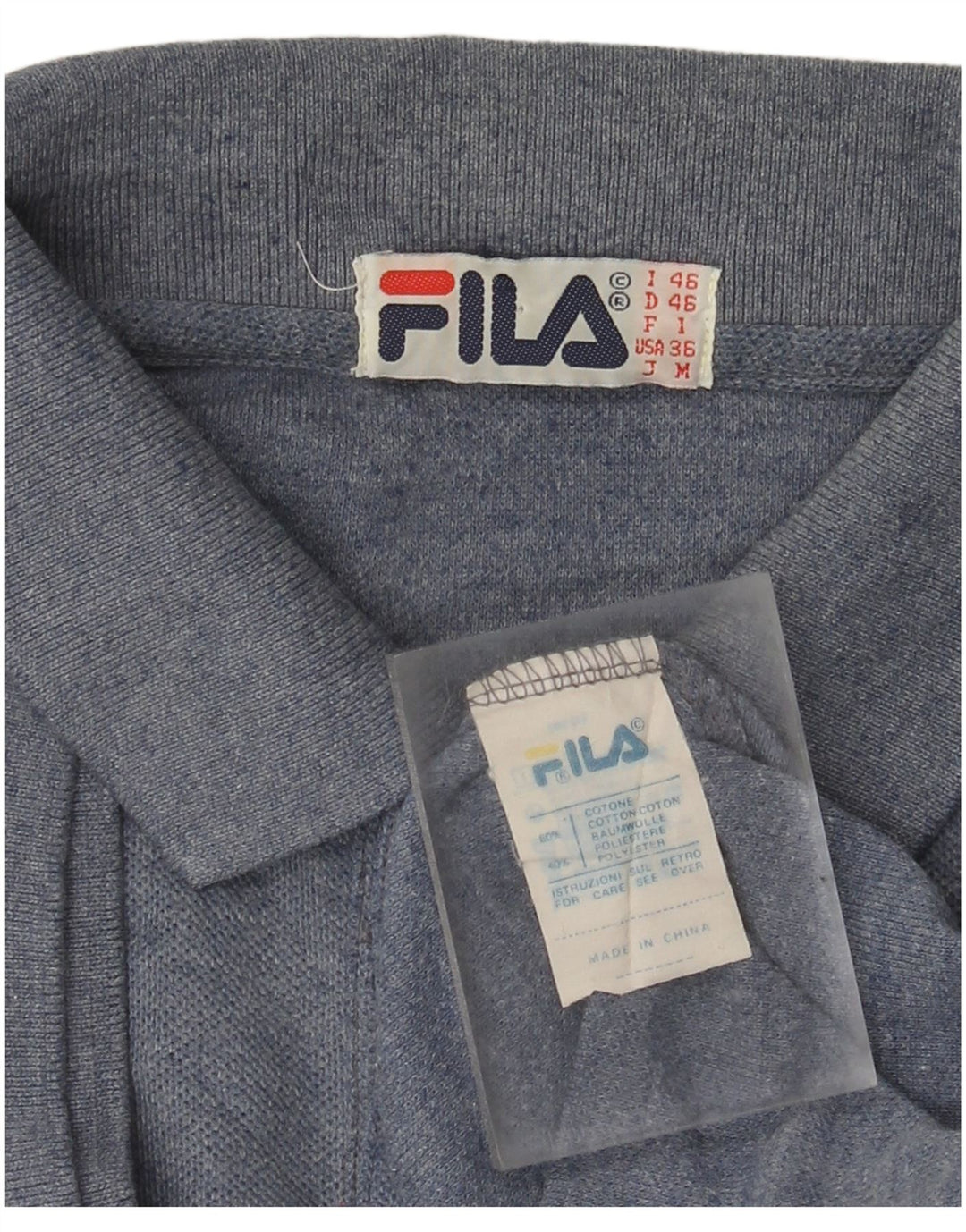 Fila Polo para hombre IT 46 Algodón moteado azul pequeño