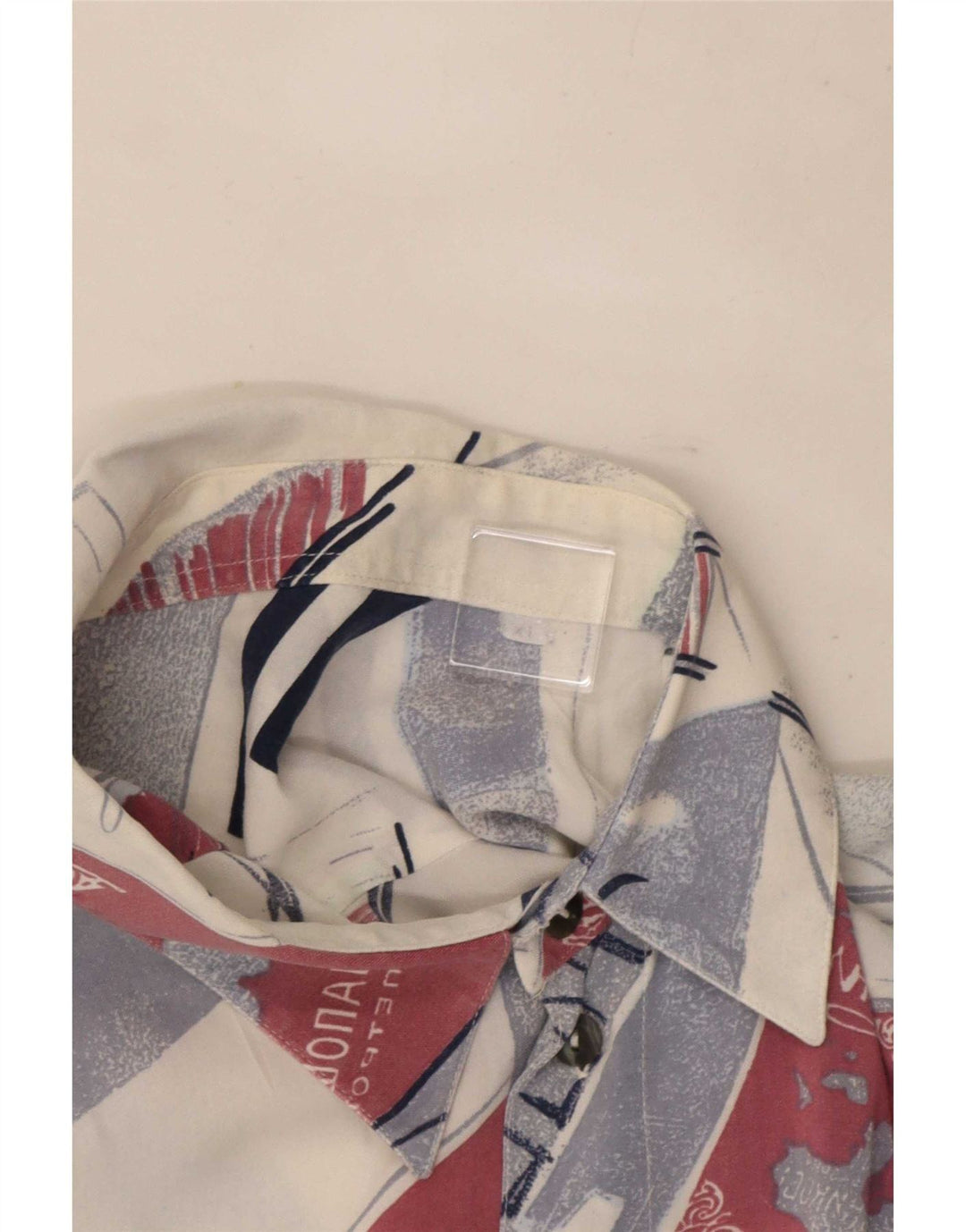 Camisa Vintage Hombre Manga Corta XL Geométrica Multicolor