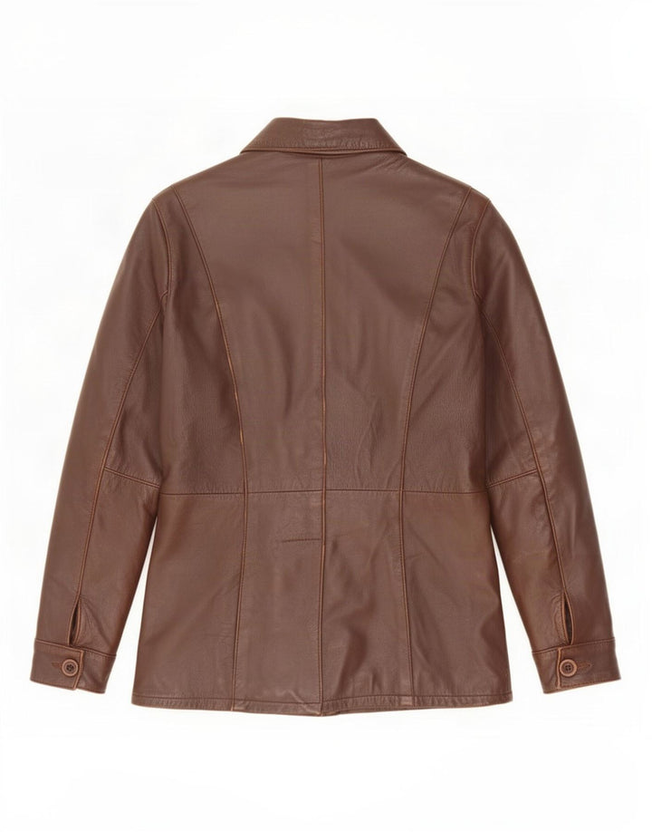 Vintage mujer chaqueta de cuero Reino Unido 14 marrón medio