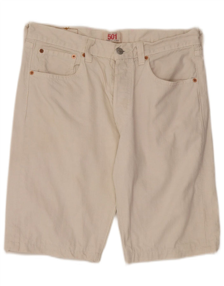 Levi's Mens 501 Shorts De Mezclilla W33 Algodón Blanco Mediano