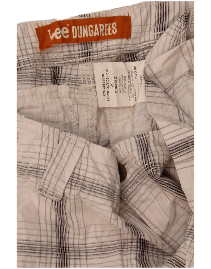 Lee Shorts Cargo Para Hombre W32 Algodón A Cuadros Blanco Mediano
