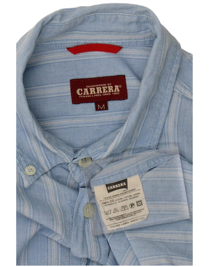 CARRERA Mens Shirt Medium Blue Striped Cotton