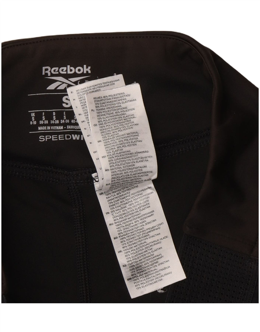 Reebok Pantalones cortos deportivos Speedwick para mujer UK 8/10 Small Negro Poliéster