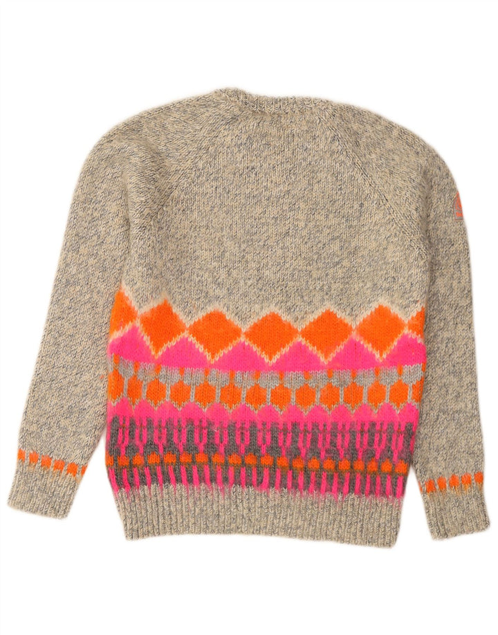 Superdry Suéter tipo jersey con cuello redondo para mujer Reino Unido 44 Gris medio Fair Isle