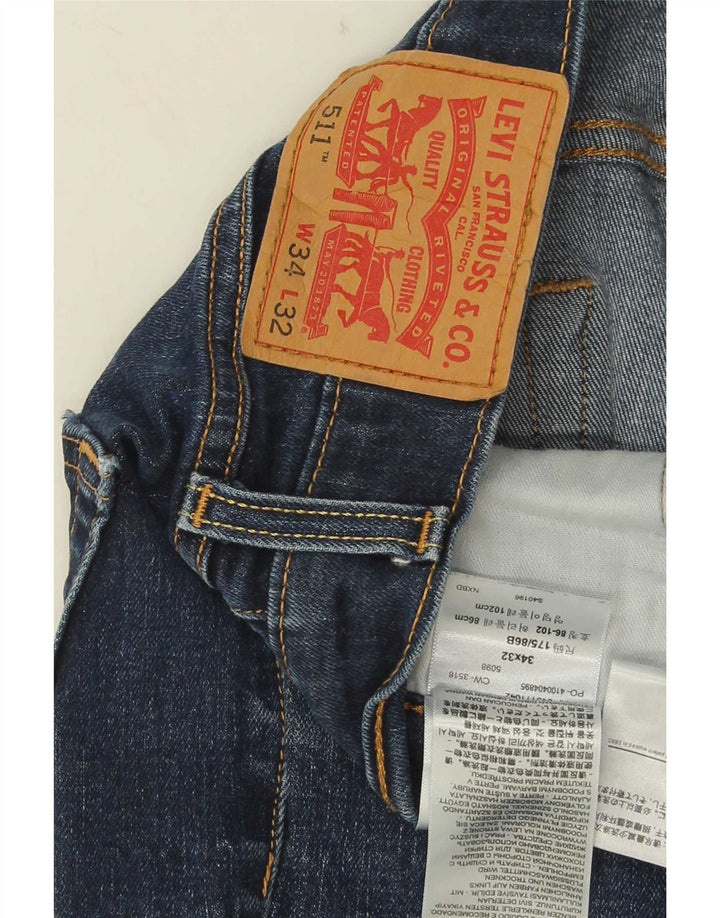 Levi's Hombre 511 Slim Jeans W34 L32 Algodón Azul Marino