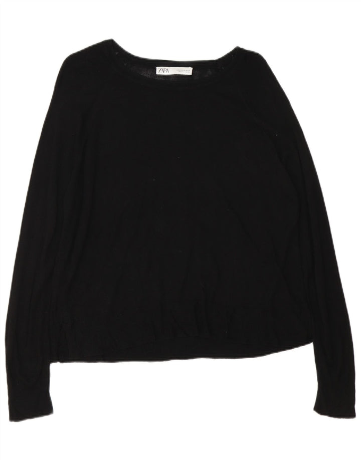 Zara - Jersey con cuello barco para mujer, talla 40, talla M, color negro