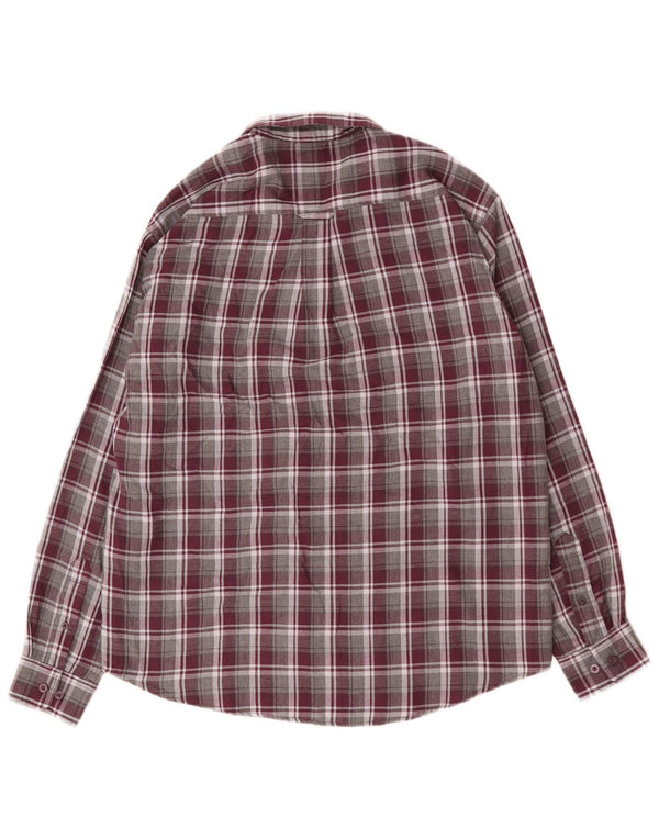 JAMES PRINGLE Camisa de franela para hombre XL Algodón a cuadros burdeos