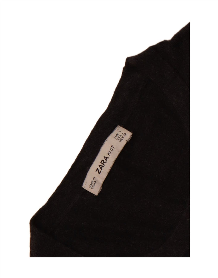 Zara - Jersey con cuello redondo para mujer, talla 40, color gris