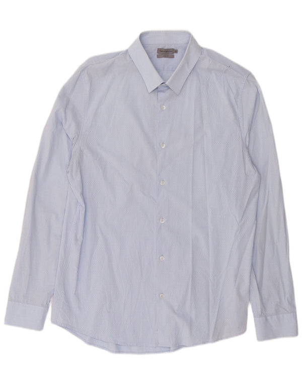 Calvin Klein Camisa Slim Fit para Hombre XL Algodón con Manchas Azules