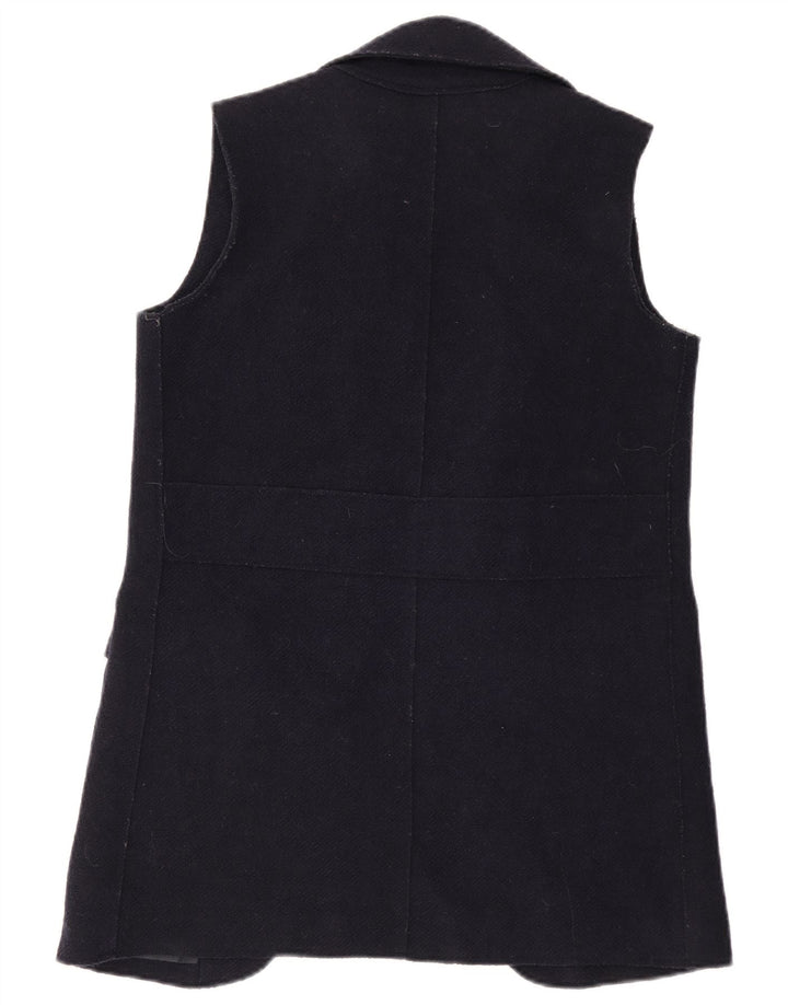 Zara Mujer Chaleco Abierto Largo UK 10 Small Lana Azul Marino