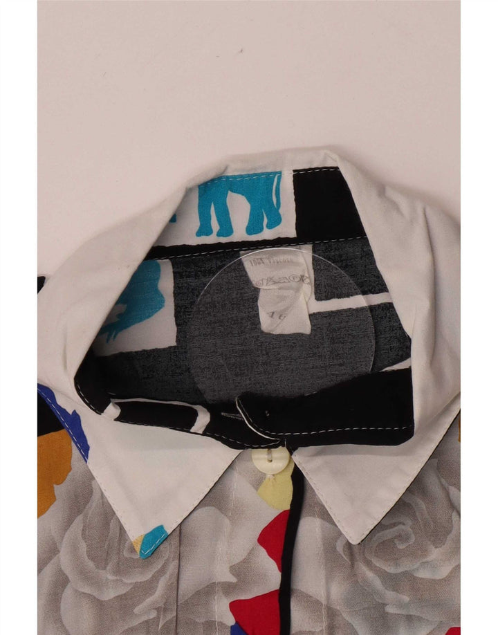 Camisa vintage con estampado abstracto para mujer IT 46 Grande multicolor