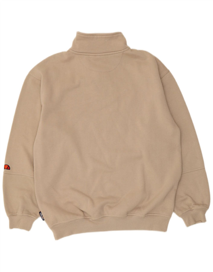 Ellesse Hombre Zip Neck Sudadera Jumper Medium Beige Poliéster