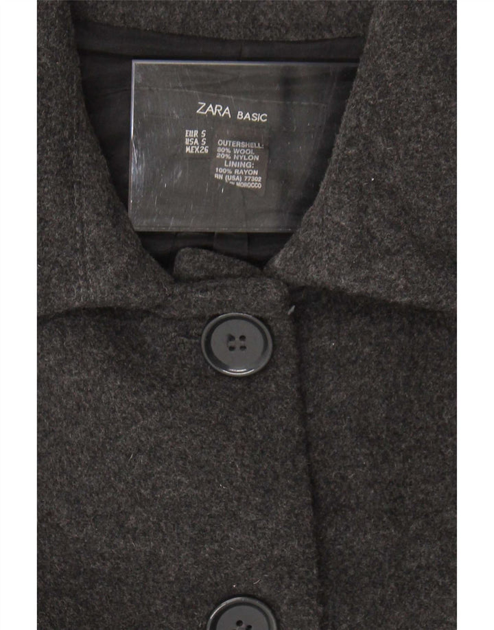 Zara Mujer Abrigo UK 10 Pequeño Lana Gris