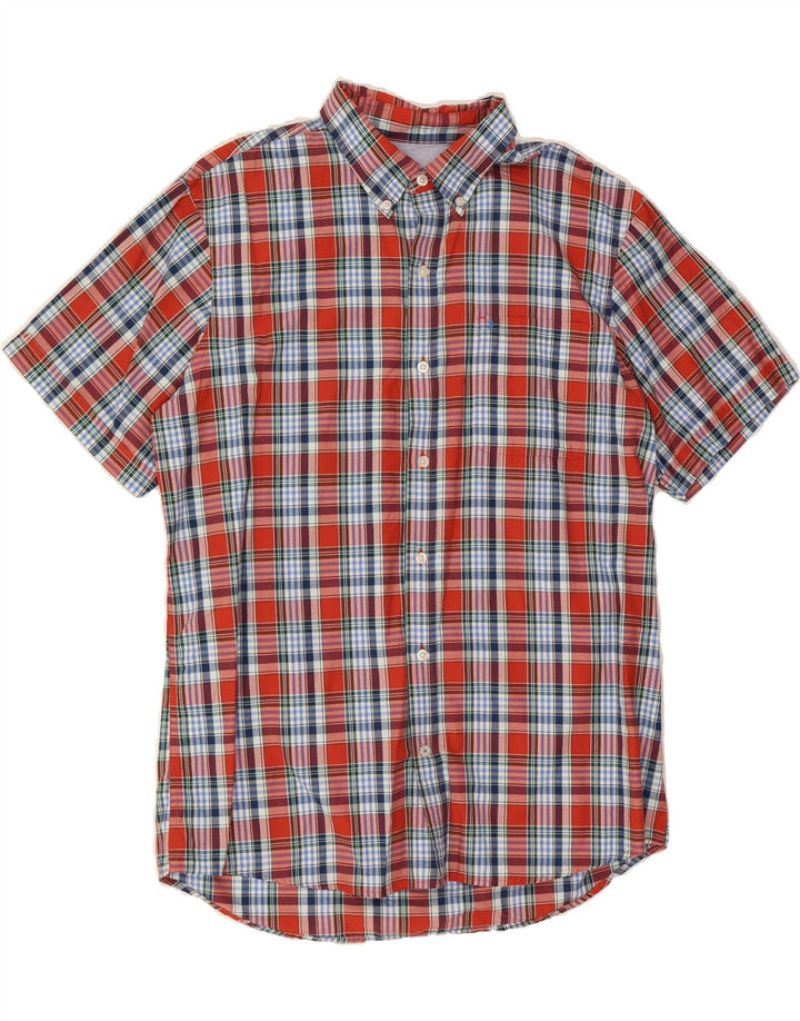 IZOD Mens Short Sleeve Shirt Large Red Check Cotton Vintage Izod and Second-Hand Izod from Messina Hembry 