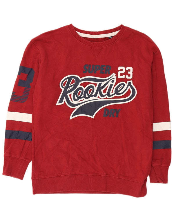 Superdry Hombre Sudadera Gráfica Jumper Small Rojo Colorblock Algodón
