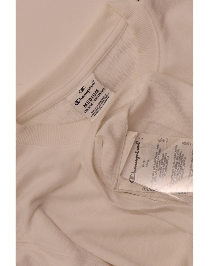 Champion Camiseta gráfica para niños de manga larga 9-10 años Algodón blanco mediano