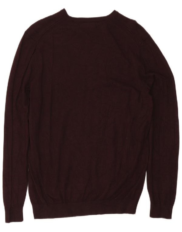 Zara Hombre Jersey Cuello Pico Viscosa Burdeos Medio