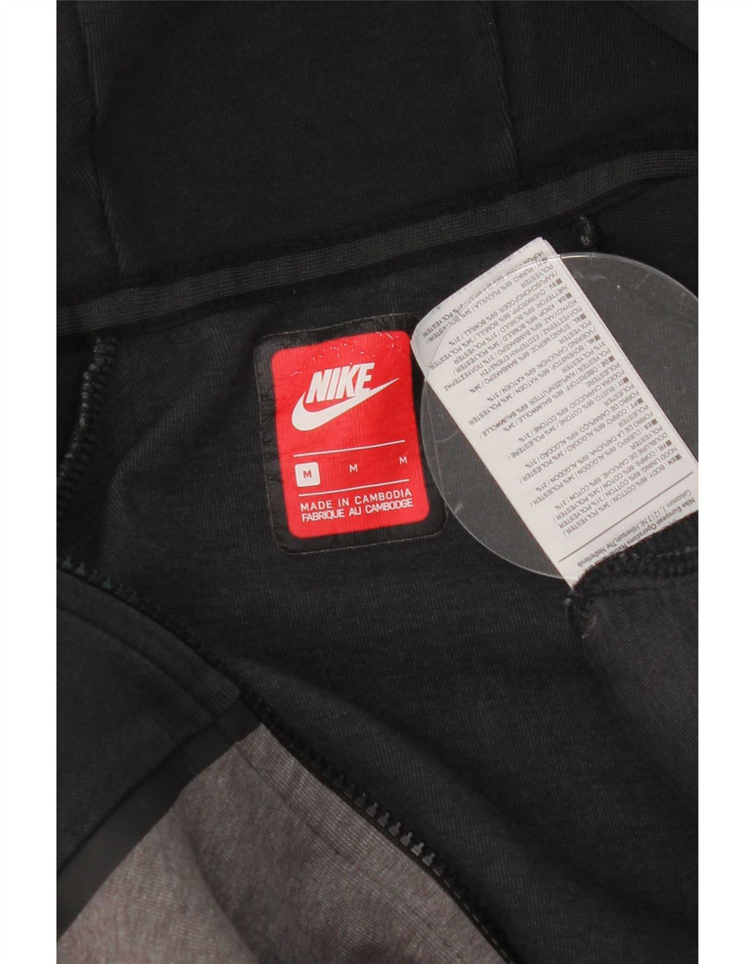 Nike - Sudadera con capucha y cremallera para hombre, algodón color block, color negro mediano