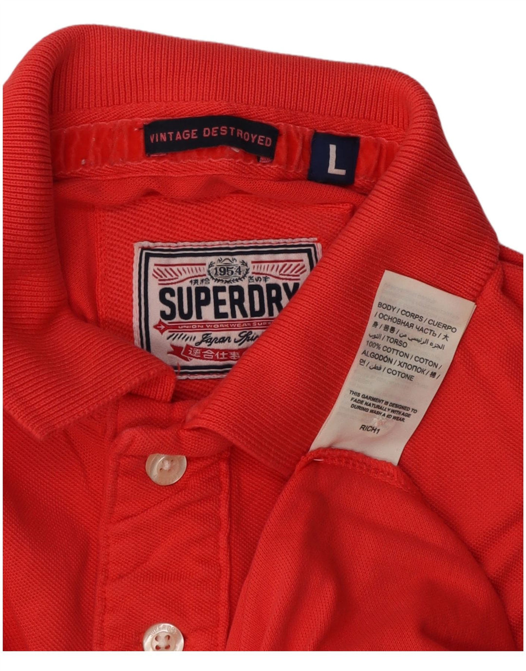 Superdry Polo para hombre de algodón rojo grande