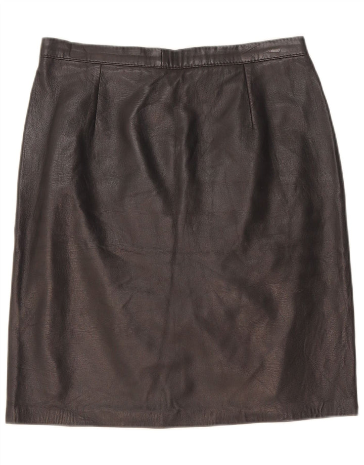 Falda de cuero vintage para mujer W28 Negro medio