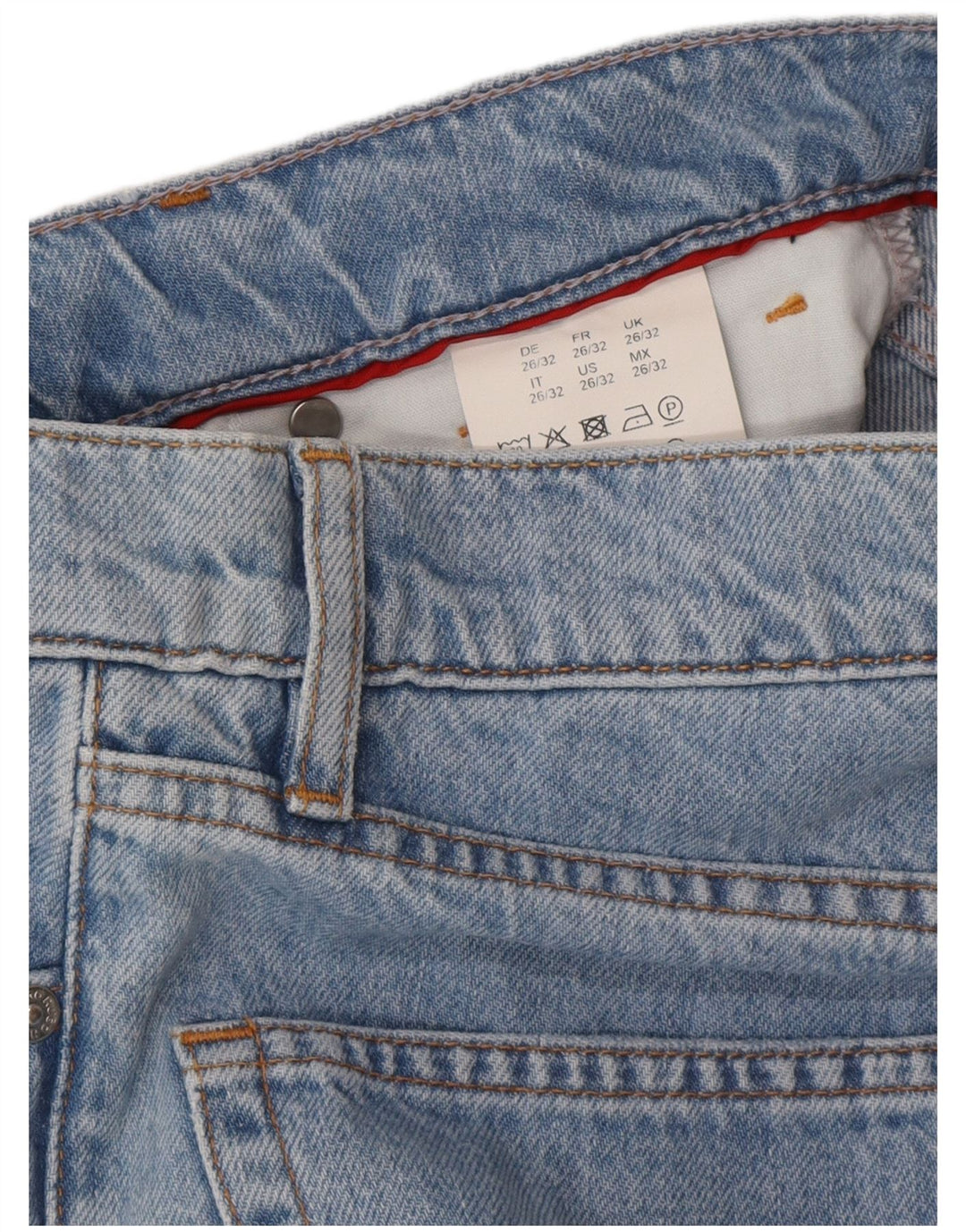 HUGO BOSS Vaqueros cortos de cintura alta y pernera ancha para mujer W26 L25 Algodón azul