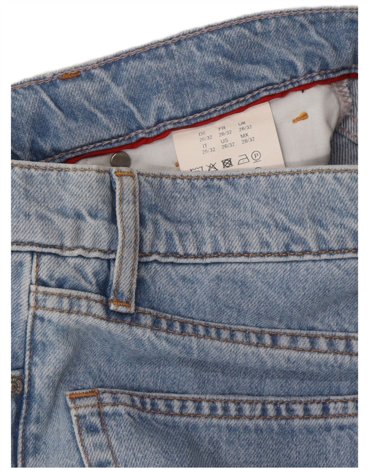 HUGO BOSS Vaqueros cortos de cintura alta y pernera ancha para mujer W26 L25 Algodón azul