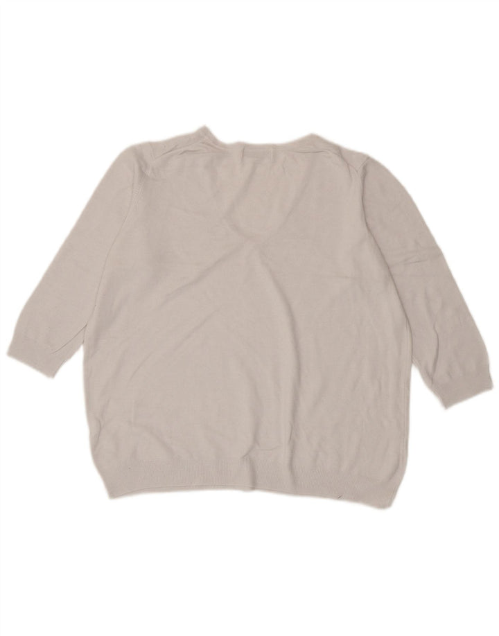 Marks & Spencer Suéter tipo jersey con cuello en V y manga 3/4 para mujer UK 40 Medium White