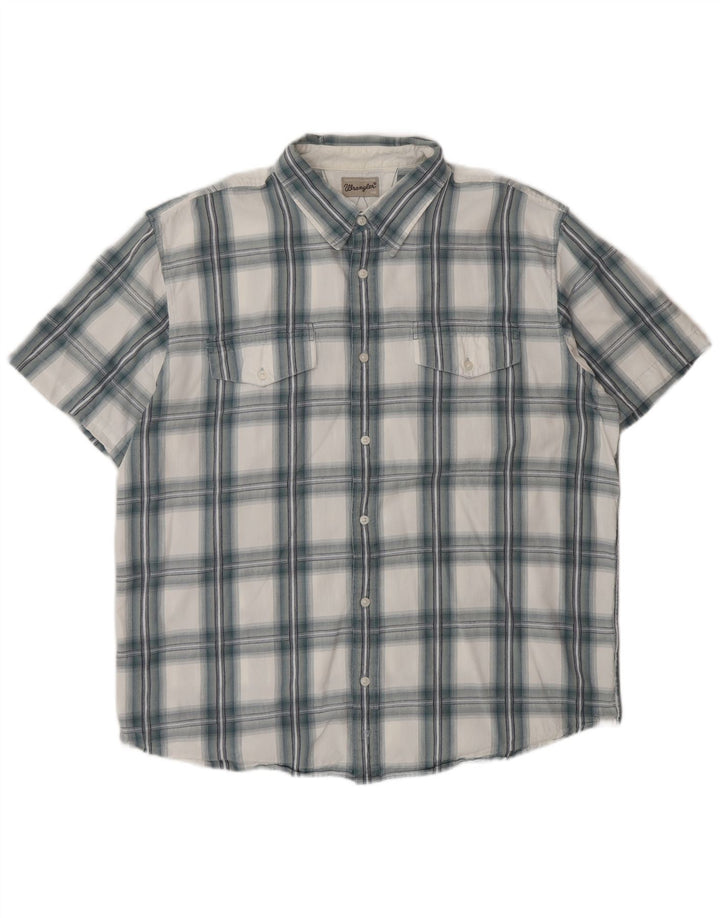 Wrangler Camisa De Manga Corta Para Hombre 2XL Algodón A Cuadros Azul