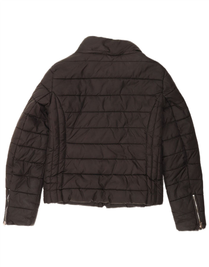 Zara Mujer Trafaluc Chaqueta Acolchada UK 10 Small Negro