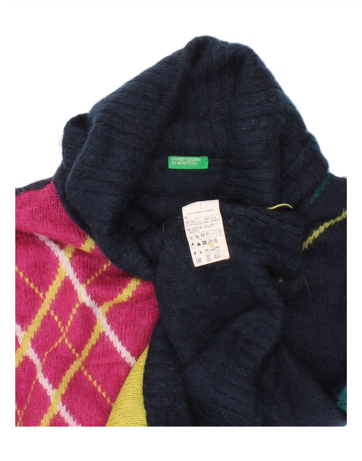 BENETTON Suéter tipo jersey con cuello vuelto para mujer UK 44 Azul marino mediano