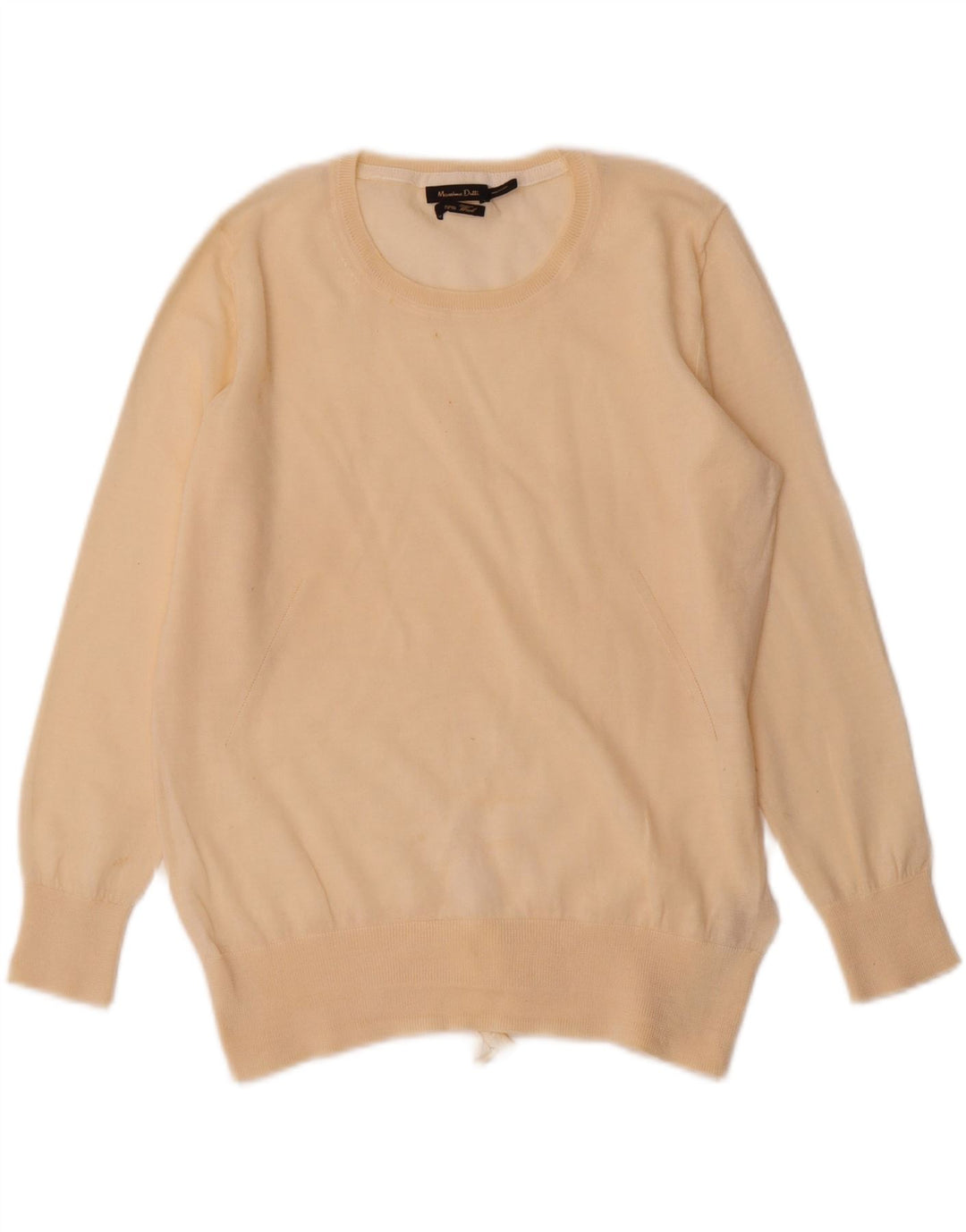Massimo Dutti Jersey De Cuello Redondo Para Mujer UK 42 Lana Beige Mediana