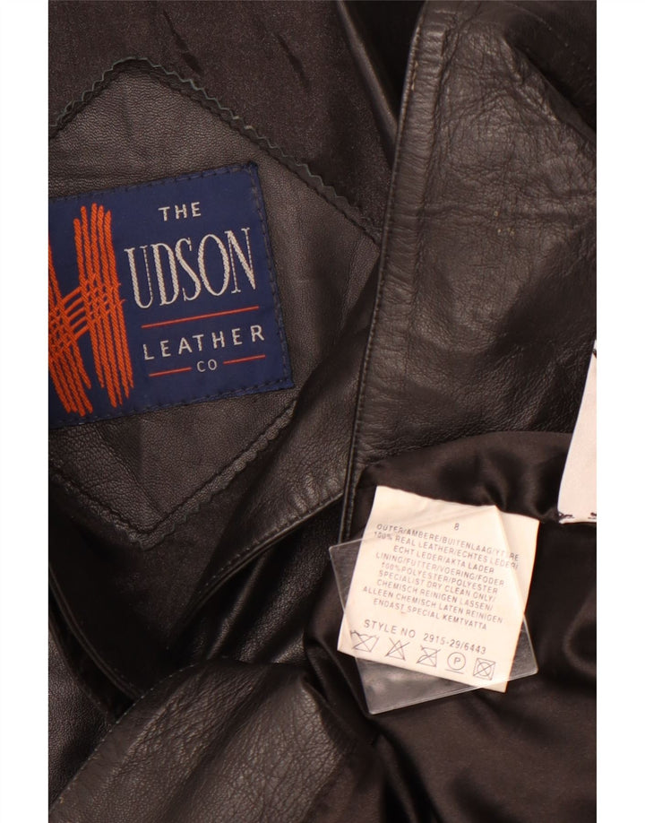 HUDSON Abrigo de cuero para mujer US 8 Cuero negro mediano