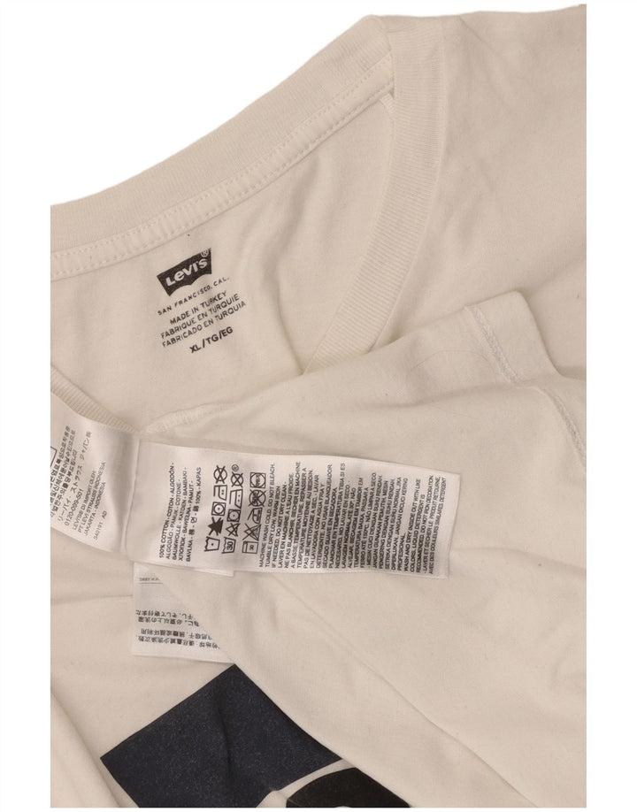 Levi's Hombre Camiseta Gráfica Top XL Algodón Blanco