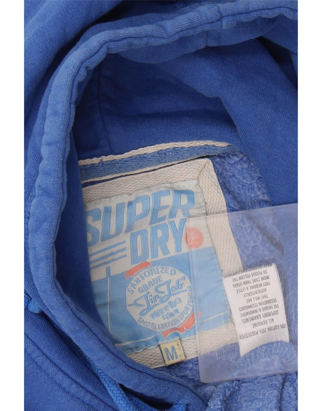 Superdry Jersey con capucha gráfica de algodón azul medio