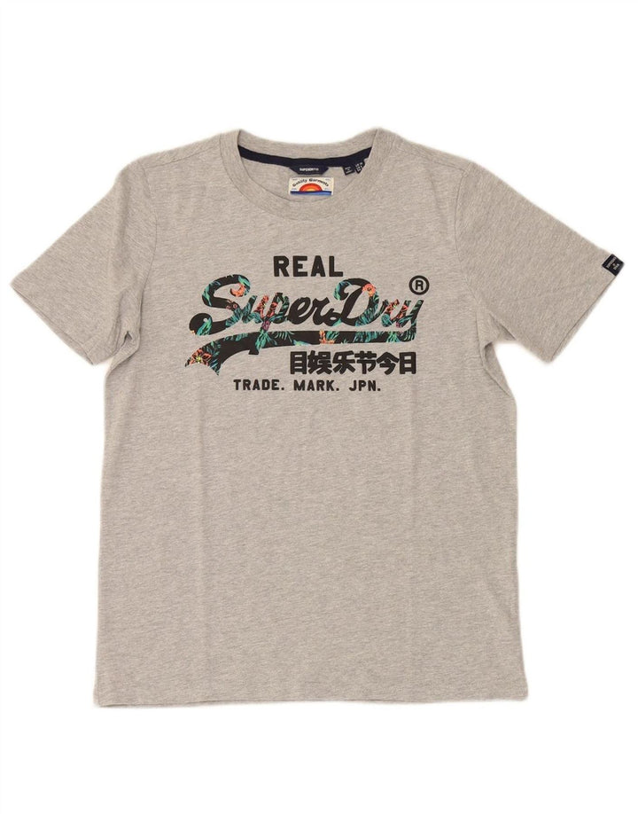 SUPERDRY Womens Graphic T-Shirt Top UK 10 Small Grey